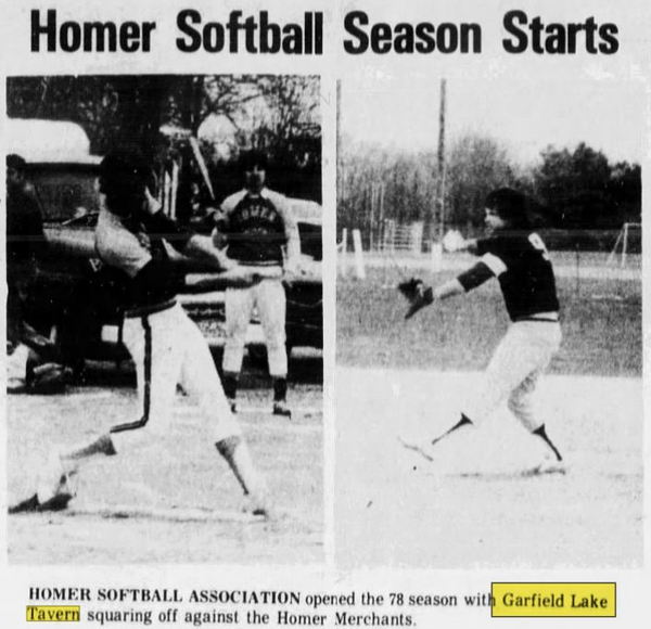 Garfield Lake Tavern - May 1978 Softball Team